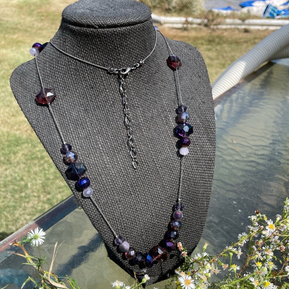 Long Adjustable Purple Beaded Necklace